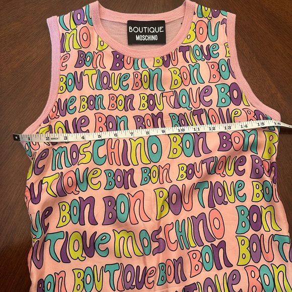 Boutique Moschino Graphic Logo Sleeveless Knit Top | Pink | Size S - Picture 2 of 7